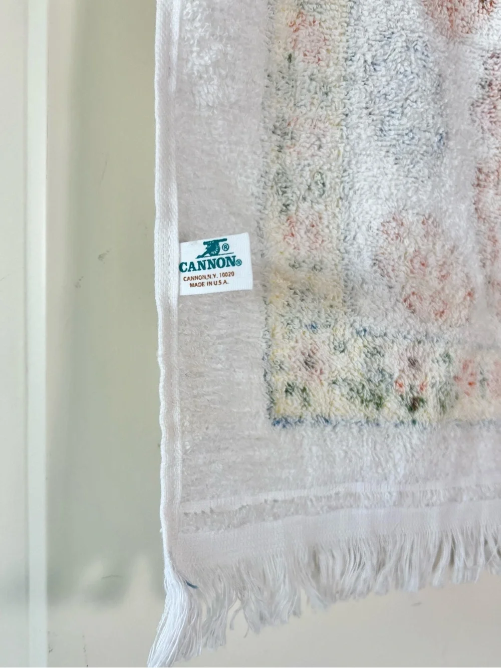 Vtg 70s Cannon Mills Terry Kitchen Towel Retro Chicken Floral Eggs Fringe